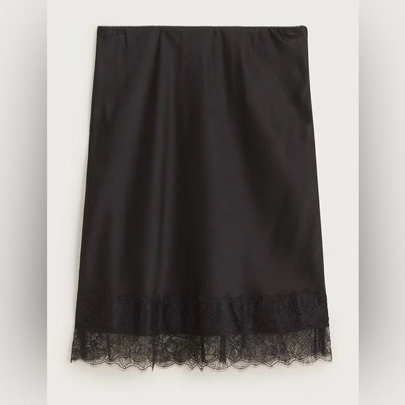 J.Crew Gwen lace-trim slip skirt in luster charmeuse in black - Picture 4 of 8